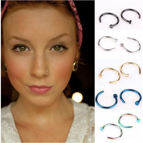 8mm Small Thin Stainless Steel Nose Lip Open Hoop Ring C Type Hoop Piercing Stud Body Jewelry 3 Colors Nose Ring