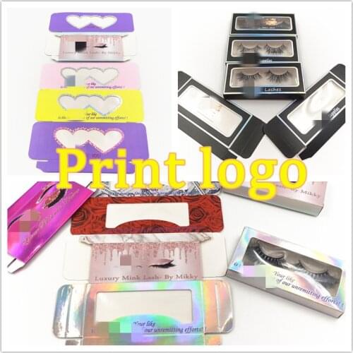 Beauty Eyelash Packaging Boxes Empty Print logo 25mm Lashes Rectangle Case Fake Eyelashes Package Make Up Mink Eyelash Case