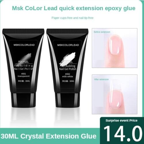 Nail Polish 30g Nail Builder Acrylic Transparent Crystal UV Gel Tips Enhancement Slip Quick Extension Gel Nail art Decoration