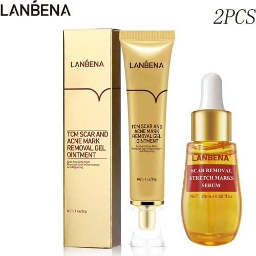 LANBENA Acne Scar Remove Serum Acne Treatment Cream Skin Repair Stretch Marks Anti Acne Blackhead Whitening Shrink Pores 2PCS