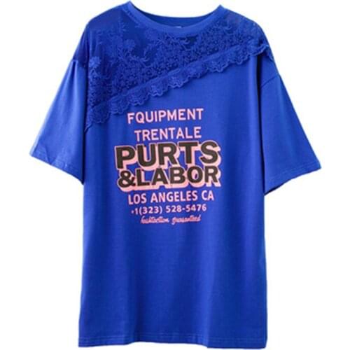 GGRIGHT Summer Tops Women T-shirt Sweet Oversize Short Sleeved HIp Hop Korean Women Cotton Loose Hollow Lace Female Clothes