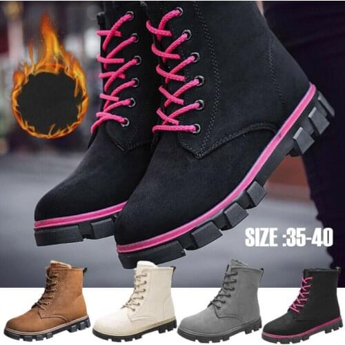 2021 Hot Winter Faux Suede Fur Lace-Up Shoes Warm Snow Boots Womens Casual Ankle Boots