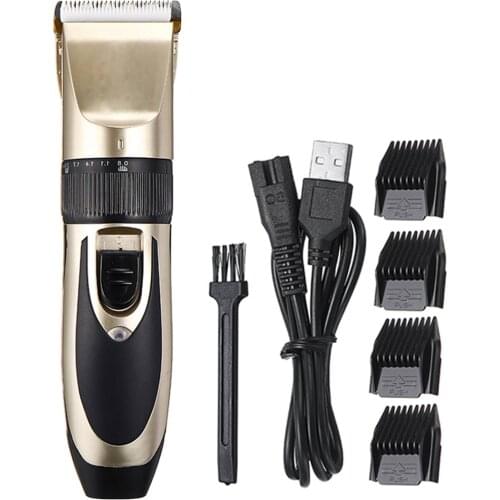 Electrical Dog Hair Trimmer Low-noise Pet Hair Clipper Machine Rechargeable Grooming Cutter Pet Hair Remover Comb+Spare Blade