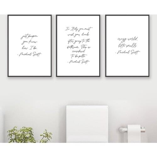 Michael Scott The Office Bathroom Quotes Posters and Prints In Italy You Must Modern Minimalist Canvas Painting Toilet Decor