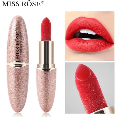 MISS ROSE New Gold Pearl Lipstick Makeup Ins Crystal Diamond Starry Waterproof Sweat Proof Lipstick