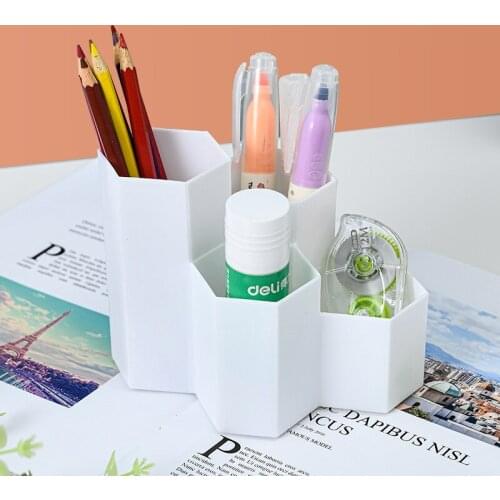Multifunctional Creative Storage Box Office Stationery Pen Holder Student Desktop Hexagonal Plastic Pen Holder