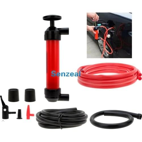 Senzeal Multi-Use Hand Gas Liquid Air Fuel Pump Fast Siphon Fuel Transfer Pump Kit Water Manual Travel Emergency Vehicle Pump
