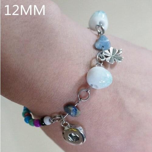 Fashion SG0083 national style Fine Beads Trendy snap Bangle Bracelets 18CM fit 12MM snap buttons jewelry wholesale