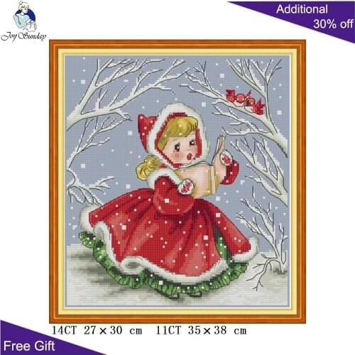 Joy Sunday Read Aloud To The Bird RA268 14CT 11CT Counted and Stamped Home Decor Reading Girl And Birds Cross Stitch kits