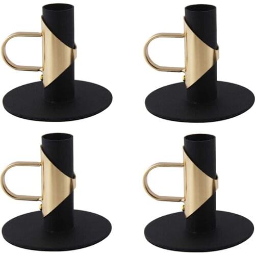 New 4PCS Candle Holders for Taper Candles with Handle, Retro Iron Candlestick Holders for Home Decor, Holiday Centerpieces