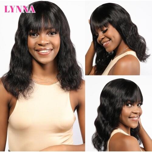 Body Wave Human Hair Wigs with Bangs Very Soft Brazilian Remy Hair Wigs 8"-26" Available in Stock Can Be Dyed Free Shipping