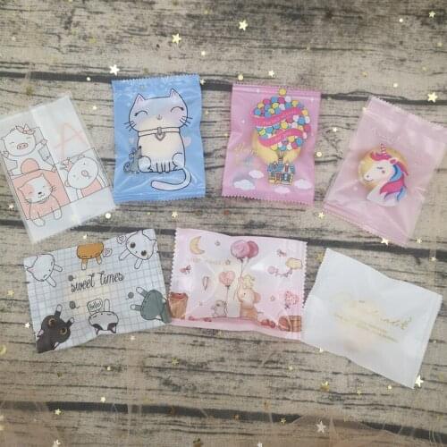 Cookies Plastic Packaging Gift Bag Frosted Multi Pattern Cartoon Cute Birthday Baby Shower Party Handmade Soap Biscuit Pack