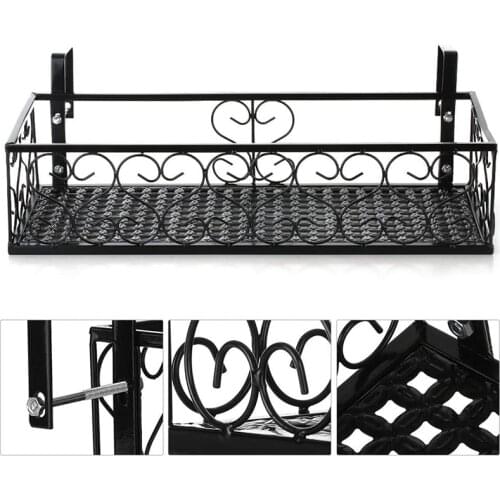 Hanging Iron Flower Stand Rectangle Window Shelf Balcony Plant Pots Flowerpot Wall Hanging Meaty Railing Flower Rack with hook