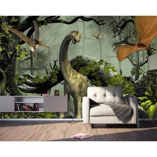 Beibehang Custom wallpaper 3D stereo dinosaurs childrens room theme mural TV background wall living room bedroom 3d wallpaper