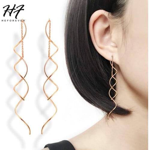 Simple Spiral Ear Line Earrings For Women Sliver Color Fashion Brand Vintage Jewelry E243 E319 Christmas Day Gift