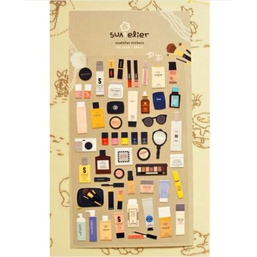 Cartoon Creative Cosmetics Stickers Diary Sticker DIY Scrapbooking Decoration PVC Stationery Stickers