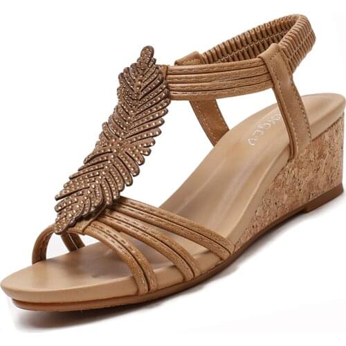 Solid Women All-match Sandals For Female Metal Decoration Designer Wedges Heels Ladies Soft Light Shoes Girls Luxury Pump Summer