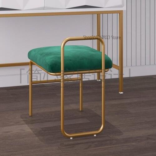 Nordic Ins Iron Art Makeup Stool Bedroom Modern Minimalist Net Red Dressing Stool Makeup Chair Home Backrest Small Stool