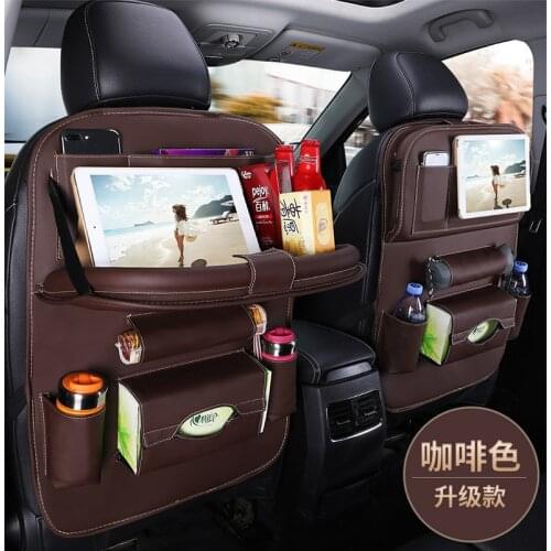 Multi-Pocket Car Seat Back with Foldable Table Tray Organizer Travel Storage Container Hanging Box Table Car Seat Storage Bag