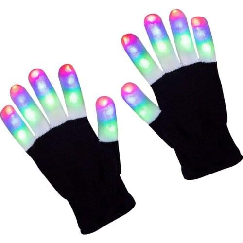 Led Glove Light Up Kids Toys Rave Glowing Gloves Finger Halloween Costume Birthday Party Lights 3 Colors 6 Modes Flashing Gloves