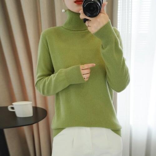BELIARST 100% Pure Wool Sweater Womens Semi-high Collar Slim Sweater Autumn and Winter New Short Paragraph Thick Pullover