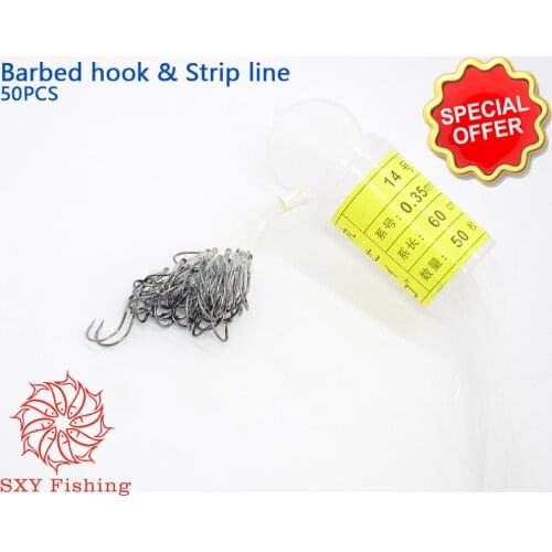 SXY FISHING 8# 9# 10# 11# 12# 13# 14# 15# 16# Barbed hook & Strip line Stream hook Reservoir Pond Hook hook fishing 50 PCS