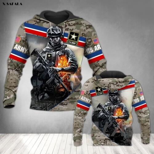 Only Veteran Army Can Save The City D Printed Hoodie Man Female Zipper Pullover Sweatshirt Hooded Jersey Streetwear Tracksuit