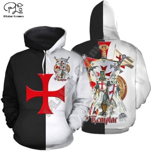 Mens women knight templar warrior 3d all over printed Hoodies unisex long sleeve Sweatshirts jacket pullover tracksuit