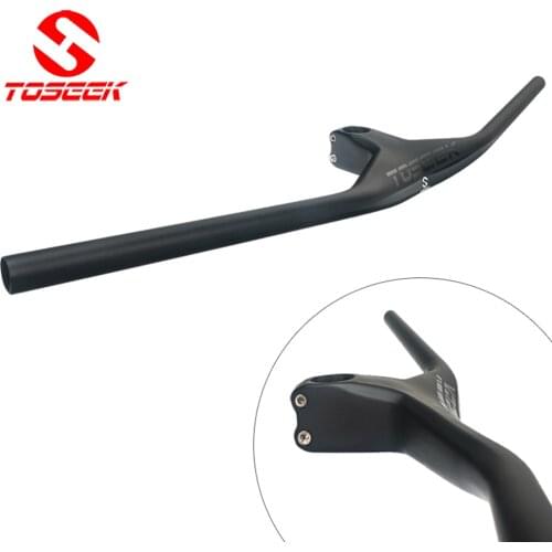 TOSEEK Bicycle Accessories Matte Carbon Fibre Bike Handlebar Sets MTB Bicycle Handlebar Horizontal Accessories Stem Bar