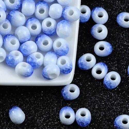 YHBZRET Ice Crack Pear Shape ceramic beads 6/8/10/12MM Big Hole Spacer Loose beads for Jewelry Making bracelet DIY Accessories
