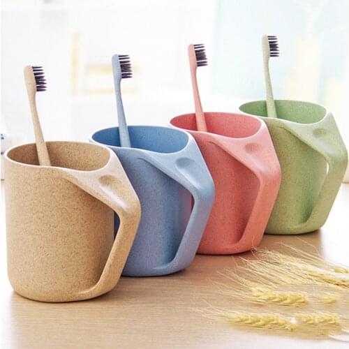 Toothbrush Toothpaste Organizer Eco-Friendly Wheat Straw Biodegradable Unbreakable Cup Mouthwash Water Mug Bathroom Tumbler