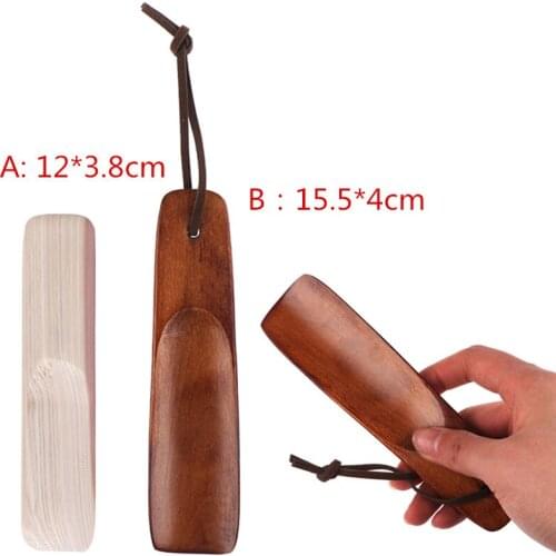 1PCS 12cm / 15cm Solid Wood Natural Wooden Shoe Horn Shoehorn Durable Shoes Lifter Accessories For Seniors