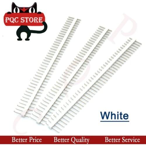 10pcs 1x40 Pin 2.54 White Single inline row needle seat Round Header connector