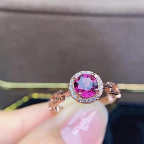 100% Natural And Real Garget Ring 925 Sterling Silver Ring Birthday Best Gift