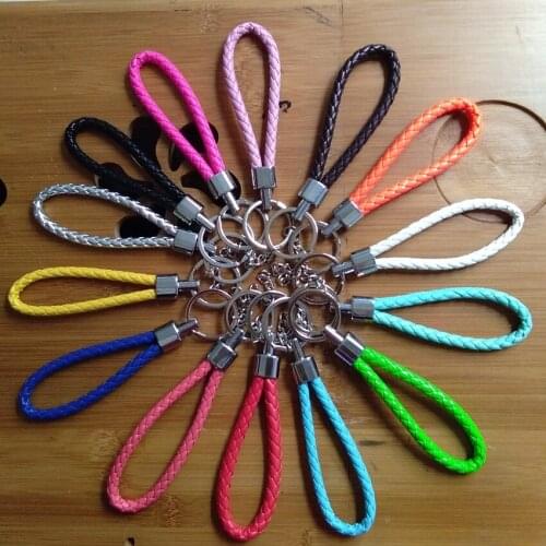 14 Colors Pu Leather Key Chain Long Hand Rope Jewelry Making Parts Key chain Bag Sliver Car Key Chain Ring Holder Retro Jewelry