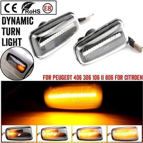 2x Flowing Turn Signal Led Dynamic Side Marker Side Repeater Light for Peugeot 106 306 406 806 EXPERT 1 2 for Fiat Scudo Ulysse