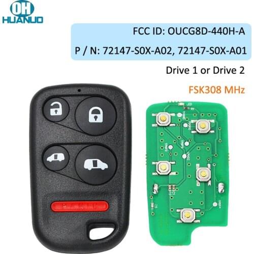 4+1/5 Button FSK 308MHz Remote Key -use for US cars for-Honda-Odyssey* 2001-2004 FCC ID: OUCG8D-440H-A