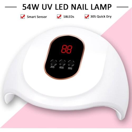 54W Ice Lamp 80W Nail Gel Lamp For All Gel Varnish UV LED Nail Dryer With LCD Display For Nail DIY Manicure Tools