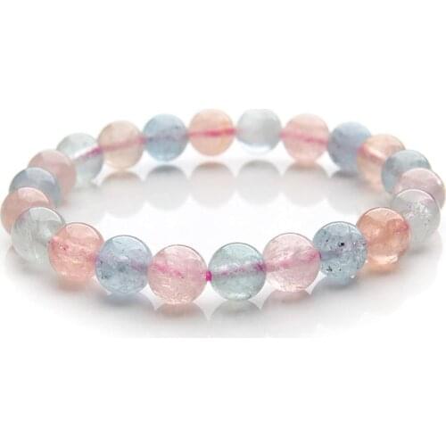 8mm Natural Morganite Bracelet Jewelry For Women Lady Men Love Healing Gift Crystal Colorful Round Beads Stone Stretch AAAAA