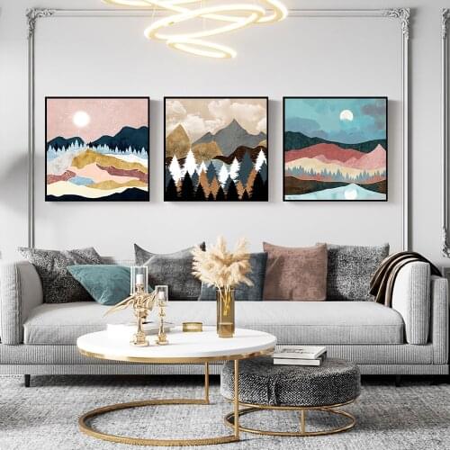 Abstract Colorful Mountain Painting On Canvas Posters and Prints Wall Art Landscape Picture For Living Room Home Decoration