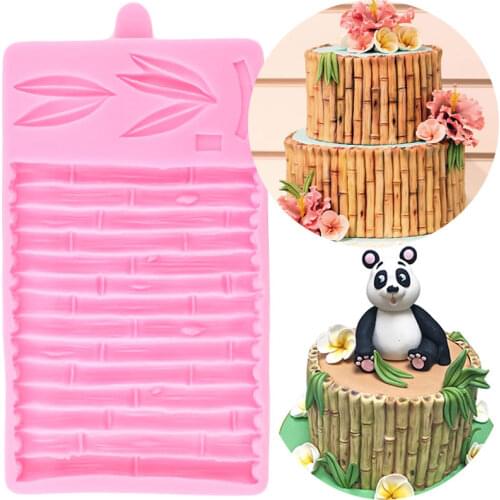 Bamboo Leaf Cake Border Silicone Mold Baby Party Chocolate Gumpaste Mould Fondant Cake Decorating Tools Resin Clay Candy Moulds