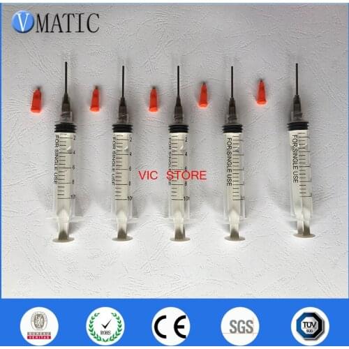 Free Shipping Liquid Dispenser Solder Paste Adhesive Glue Syringe + 5Pcs 1'' 16G Dispensing Needle + 5Pcs Syringes With Cap