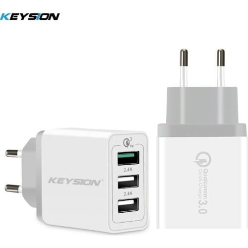 KEYSION 3 Ports Quick Charger QC 3.0 30W USB Charger For iphone XS Max XR 8 7 Plus for Samsung Huawei Xiaomi Fast Charger QC3.0