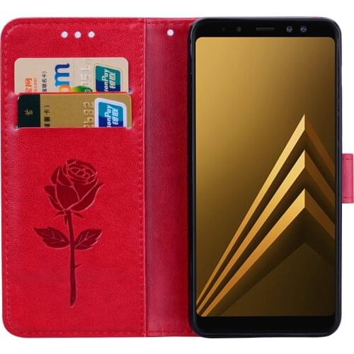 Cases For Samsung Galaxy A8 2018 Stand PU Case Cover Luxury Flip Magnetic Vintage Matte Leather Phone Magnetic Bags