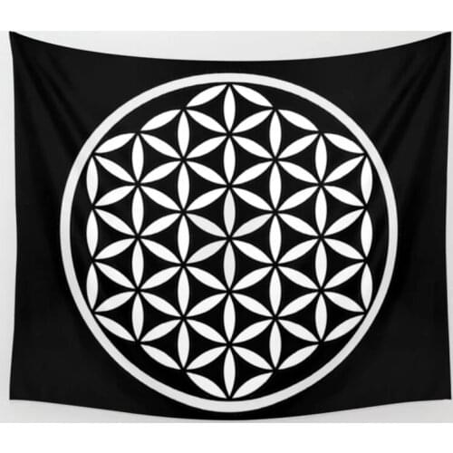 Flower Of Life Yin Yang Wall Tapestry Wall Hanging Bedspread Coverlet Curtain Towel Sheet Window Curtain Decorative Yoga Mat