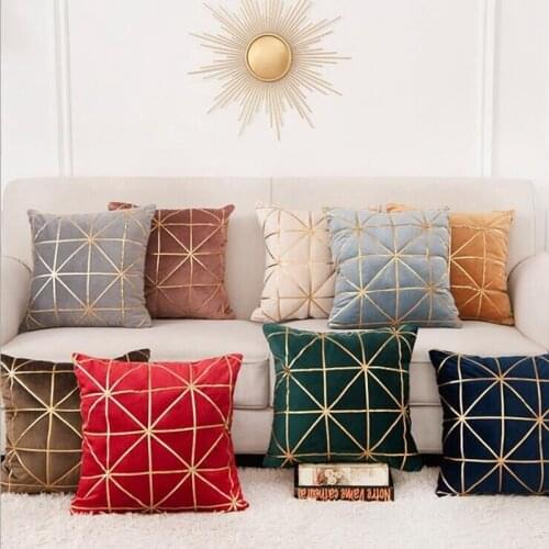 Geometric Bronzing Decorative Pillowcase Office Sofa Nap Bedside Waist Car Cushion Cover Soft Dutch Fleece Throw Pillow Cases