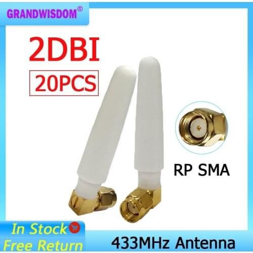 20pcs 433MHz Antenna 2.5dbi RP-SMA Connector Plug 433 mhz directional antena waterproof antenne for Lorawan watermeter Gasmeter