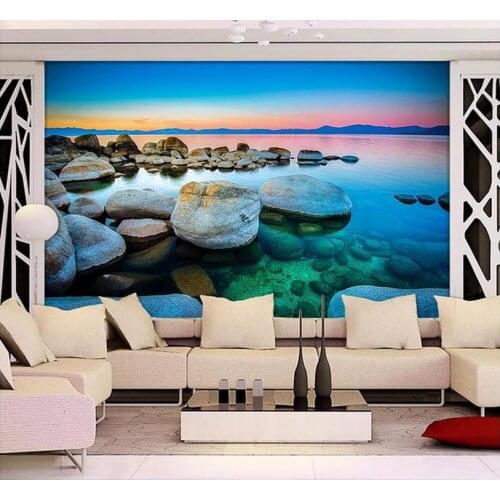 Customized wallpaper for walls Seawater stone landscape photo mural wallpaper Home Decoration