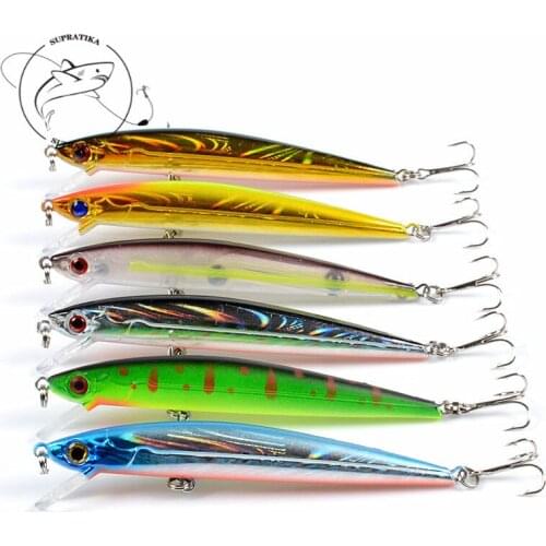 3D Simulation Eyes Artificial Minnow Sinking 6pcs 11cm/9.2g Plastic Hard Bait Wobblers Bionic Bait 6# With Sharp Treble Hook Sea