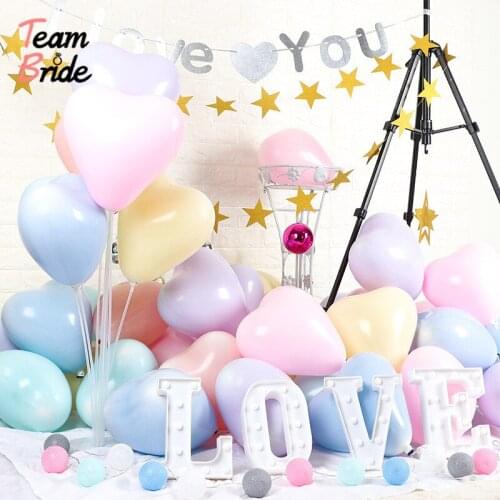Team Bride 50pcs/lot Bride To Be Macaron Cute Heart Balloons Bridal Shower Wedding Ballon Princess Girls Birthday Party Decorati